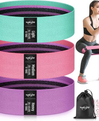 WALITO Resistance Bands for Working Out, Fabric Exercise Bands for Legs and Butt, Workout Bands for Women and Men, Booty Band for Yoga Starter Set, Pilates, Rehab, Fitness and Home Workout